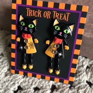 Trick or Treat Halloween Spooky CAT Earrings